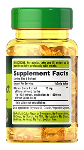 Puritan's Pride Odorless Garlic 1000 Mg, 100 Total Count