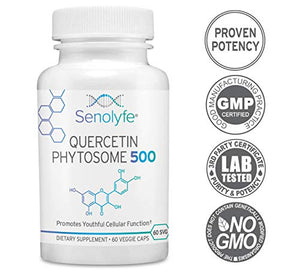 Quercetin Phytosome 500 | 500mg Quercetin Phytosome | Cellular Health, Cardiovascular Support & Antioxidant | Anti-Aging Longevity Support