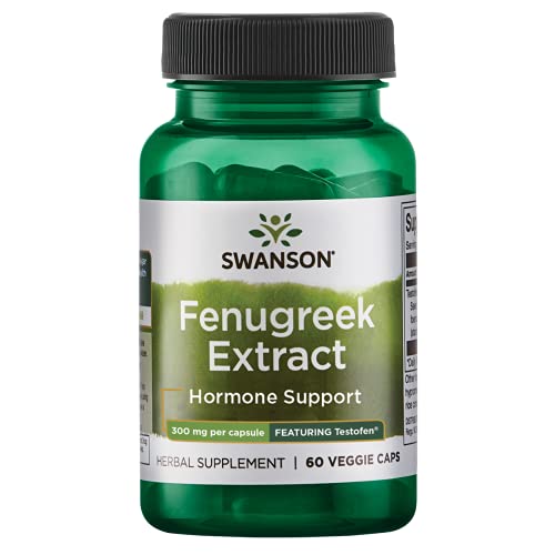 Swanson Testofen Fenugreek Extract - Ayurvedic Herbal Supplement Promoting Hormone Support for Men and Women - (60 Veggie Capsules, 300mg Each)