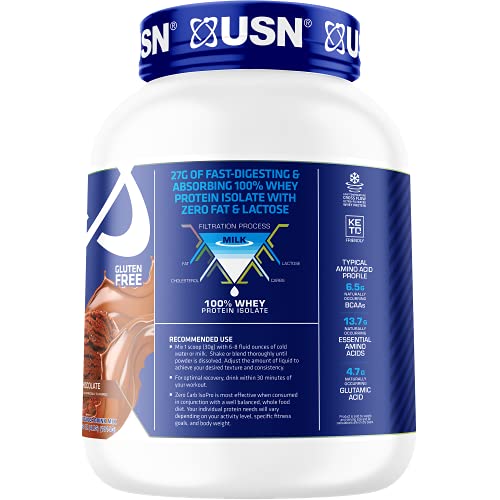 USN Supplements Zero Carb Iso Pro Whey Protein Isolate, Chocolate, 4 Pounds
