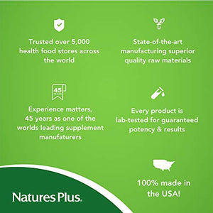 NaturesPlus Quercetin Plus with Vitamin C & Bromelain - 650 mg, 90 Vegetarian Tablets - Allergy Relief Supplement, Antioxidant, Anti-Inflammatory - Gluten-Free - 45 Servings