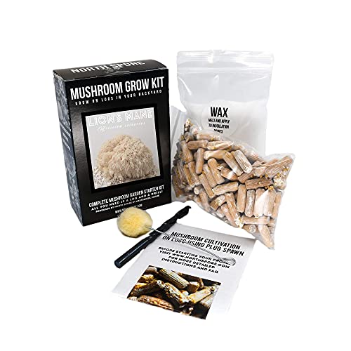 North Spore Lion's Mane Mushroom Log Kit, Outdoor DIY Mushroom Kit, Easy & Fun Wellness Hobby, Includes 100 Count Mushroom Plugs for Logs, Made in USA, Gourmet Culinary Mushrooms, Medicinal Mushrooms