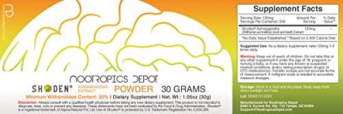 Shoden Ashwagandha Extract Powder | 30 Grams | 35% Withanolides