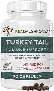 Real Mushrooms Turkey Tail Mushroom Supplements for Immune Support, Wellness, & Vitality | Vegan, Non-GMO Turkey Tail Capsules (90 Capsules / 45 Day Supply)