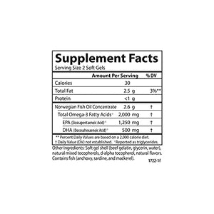 Carlson - Maximum Omega 2000, 2000 mg Omega-3 Fatty Acids Including EPA and DHA, Wild-Caught, Norwegian Fish Oil Supplement, Sustainably Sourced Fish Oil Capsules, Lemon, 180 Softgels