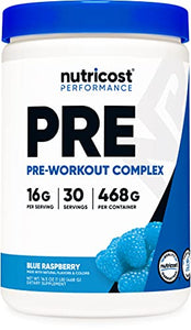 Nutricost Pre-Workout Complex Powder Blue Raspberry (30 Serv)