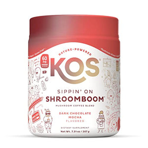 KOS Mushroom Coffee - Dark Chocolate Mocha Flavor - Organic Instant Coffee Mix with Reishi, Cordyceps, Lion's Mane, Chaga & Turkey Tail Mushrooms