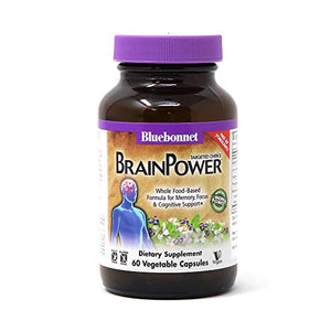 Bluebonnet Targeted Choice BrainPower WholeFood Based Nootropic Blend Supports Memory, Focus, Cognitive Health - Bacopa, Lions Mane, Blueberry & More - Non-GMO, Gluten-Free, Vegan - 60 Veggie Capsules