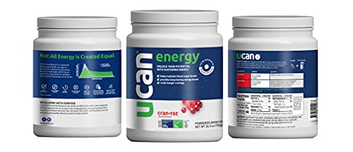 UCAN Sugar Free Pre Workout Powder - Keto Energy Powder - Preworkout Drink for Women & Men with SuperStarch - Caffeine Free & Stim Free Pre Workout - Vegan - Cran-Raz - 30 Servings