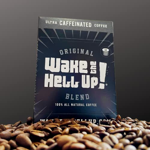 Wake The Hell Up! Dark Roast Single Serve Coffee Pods | Ultra-Caffeinated Coffee For K-Cup Compatible Brewers | 12 Count, 2.0 Compatible Pods | Perfect Balance of Higher Caffeine & Great Flavor.