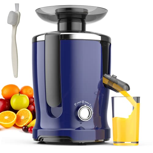 Electric Juicer, Centrifugal Juicers Machine for Fruit / Vegetables with Wide Feed Chute, 600W Updated Motor Fast Juice, Non-slip Design, BPA Free, Easy Clean with Brush… (Blue)