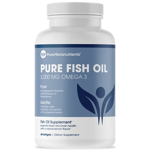 Omega 3 Fish Oil Supplement, Advanced EPA / DHA Triple Strength, 3000 mg, Burpless with Lemon, 60 Softgels, Pharmaceutical Grade - Pure Micronutrients