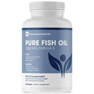 Omega 3 Fish Oil Supplement, Advanced EPA / DHA Triple Strength, 3000 mg, Burpless with Lemon, 60 Softgels, Pharmaceutical Grade - Pure Micronutrients
