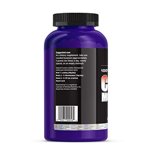 Ultimate Nutrition Micronized Creatine Monohydrate Biovolumizing Powder, Keto Friendly,5000mg of Creatine Monohydrate Per Serving Unflavored ,60 Servings