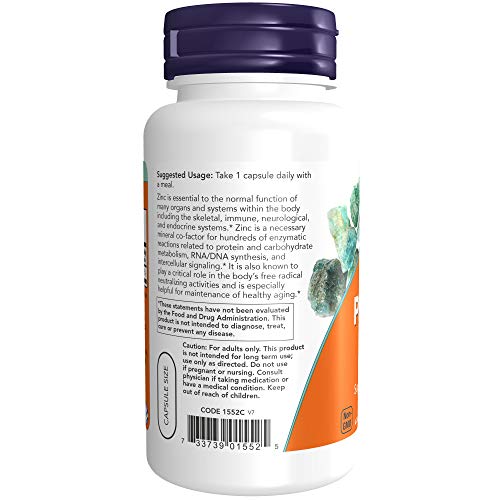 NOW Supplements, Zinc Picolinate 50 mg, Supports Enzyme Functions, Immune Support, 120 Veg Capsules
