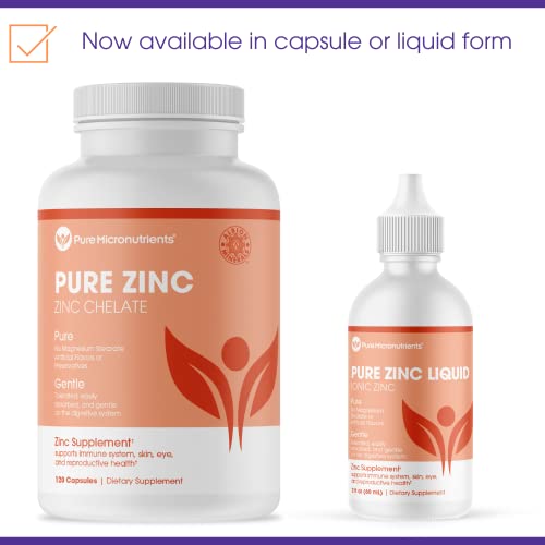 Pure Micronutrients Zinc Supplement, Natural Zinc Glycinate Supplements, (Chelated) 25mg, 120