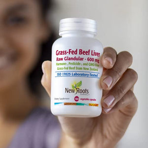 New Roots Herbal Grass-Fed Beef Liver from New Zealand (Desiccated) & Vitamin C — Hormone-, Pesticide-, and GMO-Free (180 Capsules)