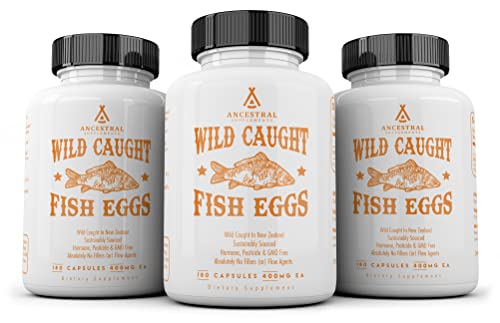 Ancestral Supplements Wild Caught Fish Eggs — Supports Brain, Heart, Fertility and Inflammatory Health (Whole Food Source of Omega-3 Fatty Acids, Vitamins D, K2 & A) 30-Day Supply