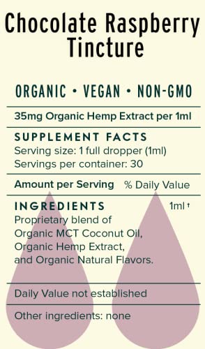 HUMBLE HARVEST Organic True Hemp Oil Extract, 1050mg, Chocolate Raspberry - Pure, Certified USDA Organic, Tincture, Vegan, Non-GMO, Quality, Mind/Body Balance, 1 Ounce Bottle