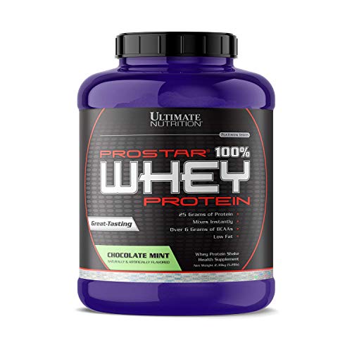 Ultimate Nutrition Prostar Whey Protein Powder of Isolate Concentrate Peptides Blend – Low Carb and Sodium, Keto Friendly, 25 Grams of Protein and 6 Grams of BCAAs - 80 Servings, Chocolate Mint, 5 Pounds