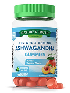 Ashwagandha Gummies | Vegan, Non-GMO, & Gluten Free | 60 Tropical Flavor Gummies | by Natures Truth