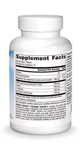 Source Naturals Theanine Serene with GABA - Calm Mind & Body, Supports Relaxation & Focused Attention - 30 Tablets