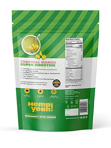 Manitoba Harvest Hemp Yeah! Organic Max Fiber Protein Powder, Unsweetened, 32oz; with 13g of Fiber, 13g Protein and 2.5g Omegas 3&6 per Serving, Keto-Friendly, Preservative Free, Non-GMO