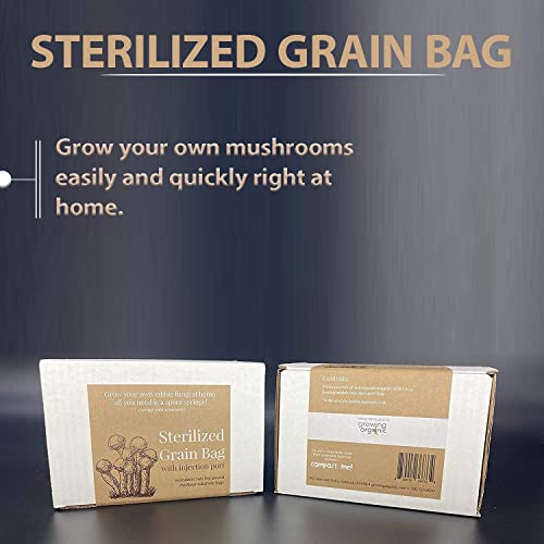 Sterilized Grain Bag with Injection Port - Fast Colonization, Robust Mycelium Growth - Grow Your Own Edible Mushroom at Home - 3(lbs)