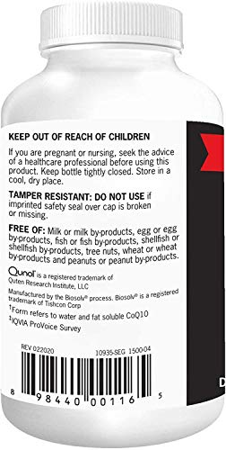 Qunol Ultra CoQ10 100mg 3X Better Absorption Patented Water and Fat Soluble Natural Supplement Form Coenzyme Q10 Antioxidant for Heart Health Packs Softgels, 120 Count