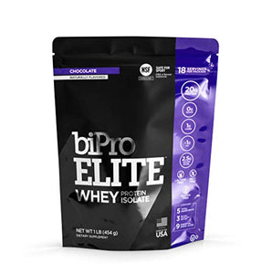 BiPro Elite 100% Whey Protein Powder Isolate for High-Intensity Fitness, Chocolate, 1 Pound - Approved for Sport, Sugar Free, Suitable for Lactose Intolerance, Gluten Free