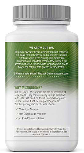 Om Mushroom Superfood Reishi Mushroom Capsules Superfood Supplement, 90 Count, 30 Days, Adaptogen, Stress & Immune Support, Superfood Mushroom Supplement