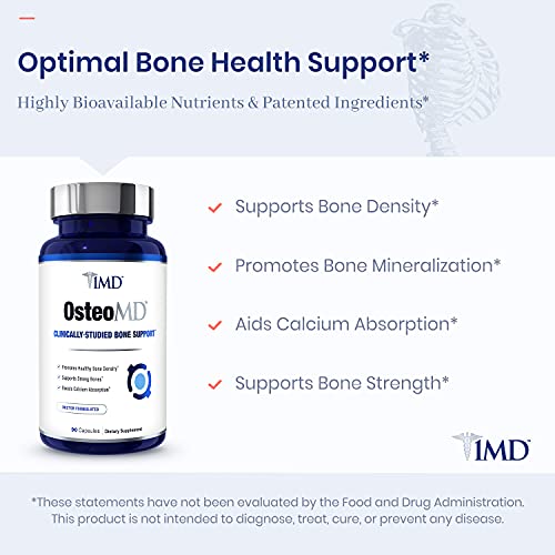 1MD Nutrition OsteoMD for Comprehensive Bone Support | with Calcium Hydroxyapatite, Vitamin D3 & K2 | 180 Capsules (2-Pack)