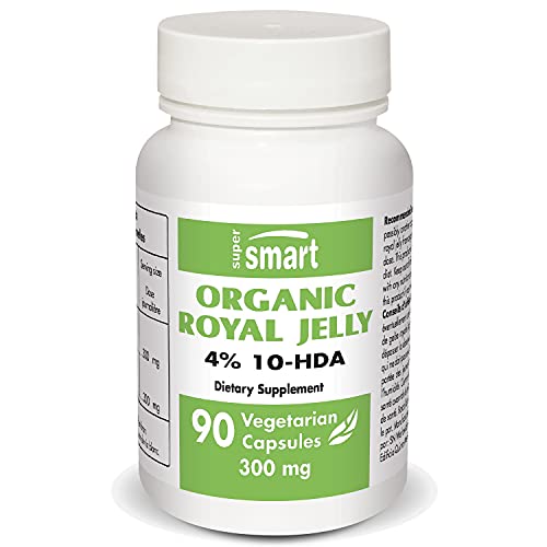 Supersmart - Organic Royal Jelly 4 % 10-HDA 100 mg - Support Immune System - Helps to Restore Energy, Drive & Vitality in Periods of Fatigue | Non-GMO & Gluten Free - 90 Vegetarian Capsules