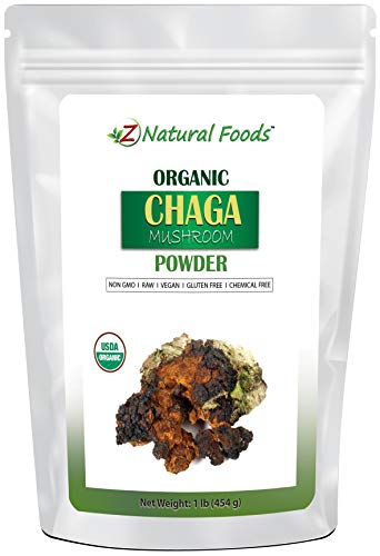 Organic Chaga Mushroom Powder - 1 lb - Support Your Immune System Antioxidant Benefits - Steep Like Tea or Add to Smoothies Recipes - Wildcrafted in USA Canada - Raw, Non-GMO