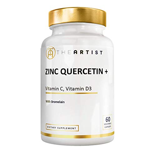 Quercetin, Zinc, Vitamin C, Vitamin D3 5000 IU & Bromelain - Antioxidant & Immune Support Supplement, 1 Month Supply (60 Capsules) - 5 in 1 Daily Immune Support for Adults - Vegan Formula