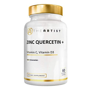 Quercetin, Zinc, Vitamin C, Vitamin D3 5000 IU & Bromelain - Antioxidant & Immune Support Supplement, 1 Month Supply (60 Capsules) - 5 in 1 Daily Immune Support for Adults - Vegan Formula