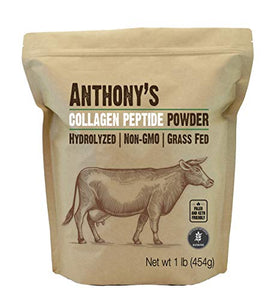 Anthony's Collagen Peptide Powder, 1 lb, Pure Hydrolyzed, Gluten Free, Keto and Paleo Friendly, Grass Fed, Unflavored, Non GMO,