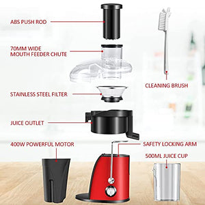 110V Juicer Machines Vegetable and Fruit, Red Centrifugal juicers Best Sellers Easy to Clean with Brush, Juice Extractor Machine with Wide Mouth Feed Chute, Multi Speed Control