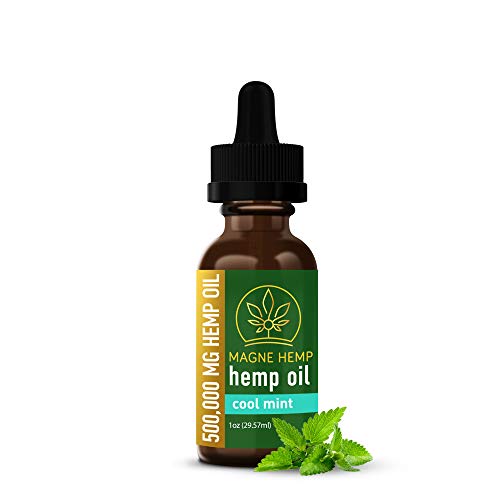 MAGNEHEMP - 500,000MG Cool Mint Flavored Hemp Oil Extract for Pain & Stress, Hemp Oil Drops for Better Sleep