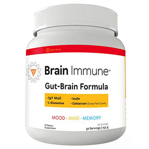 Brain Bean Brain-Immune | Advanced Formula to Support Leaky Gut, Leaky Brain, Immune System | with 10g Colostrum with Lactoferrin, 5g L-Glutamine, 4g IgY Max, and 1g Inulin | 30 Servings