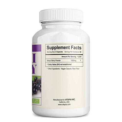 Vitapia Maqui Berry 1000mg - 120 Veggie Capsules - Vegan and Non-GMO - Superfood - Powerful Antioxidant, Immune Support*