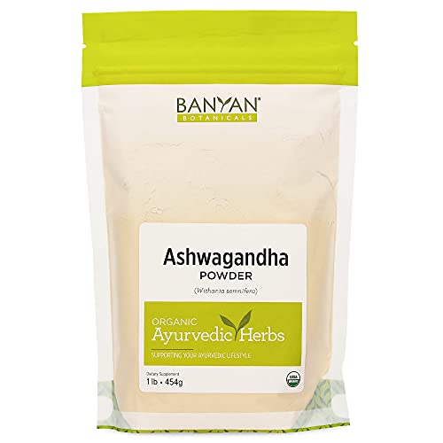 Banyan Botanicals Organic Ashwagandha Powder – Withania somnifera – for Healthy Adrenals & Immune System, Stress Relief, Strength, Balanced Mood & More* – 1lb. – Non-GMO Sustainably Sourced Vegan