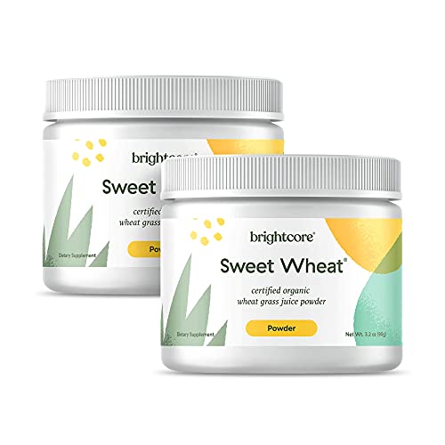 Brightcore Nutrition - Sweet Wheat, Wheatgrass Juice Powder, Green Superfood for Digestive Health and Immune Boost, Nutrient-Rich Wheatgrass Juice Drink, Pack of 2 x 90 Grams