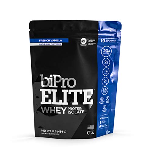 BiPro Elite 100% Whey Protein Powder Isolate for High-Intensity Fitness, French Vanilla, 1 Pound - Approved for Sport, Sugar Free, Suitable for Lactose Intolerance, Gluten Free