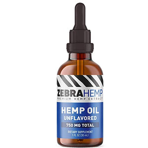 ZEBRA HEMP Natural Oil – USA Made - Pure Organic Oil Drops in Tincture for Anxiety, Pain & Stress Relief, Sleep and Mood Support – 750 mg…