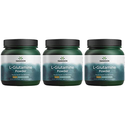 Swanson Amino Acid Ajipure L-Glutamine Powder 12 Ounce (340 g) Pwdr (3 Pack)