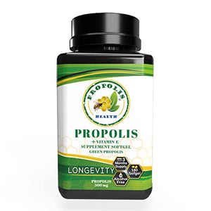 Bee Propolis Softgel Longevity 180 Capsules | Brazilian Bee Propolis - Boost Your Bee Therapy 3 Months Suply - Propolis Health - High Concentrate Minimum 25% Dry Extract - 1000mg Per 2 Capsules