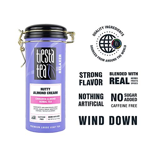 Tiesta Tea - Nutty Almond Cream, Loose Leaf Cinnamon Almond Herbal Tea, Non-Caffeine, Hot & Iced Tea, 6.2 oz Tin - 50 Cups, Natural Flavored, No Artificals, Herbal Tea Loose Leaf