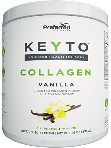 Keto Collagen Protein Powder with MCT Oil – Keto and Paleo Friendly Grass Fed and Pasture Raised Hydrolyzed Collagen Peptides – Fits Low Carb Diet and Keto Snacks – Keyto Vanilla Flavor