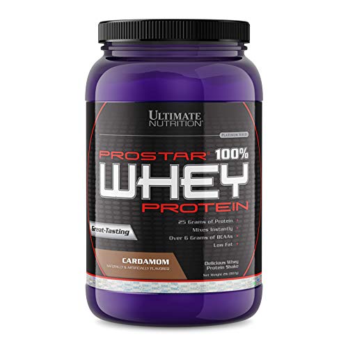 Ultimate Nutrition Prostar Whey Protein Powder Blend of Whey Concentrate Isolate and Peptides – Low Carb, Keto Friendly, 25 Grams of Protein - 30 Servings, Cardamom, 2 Pounds